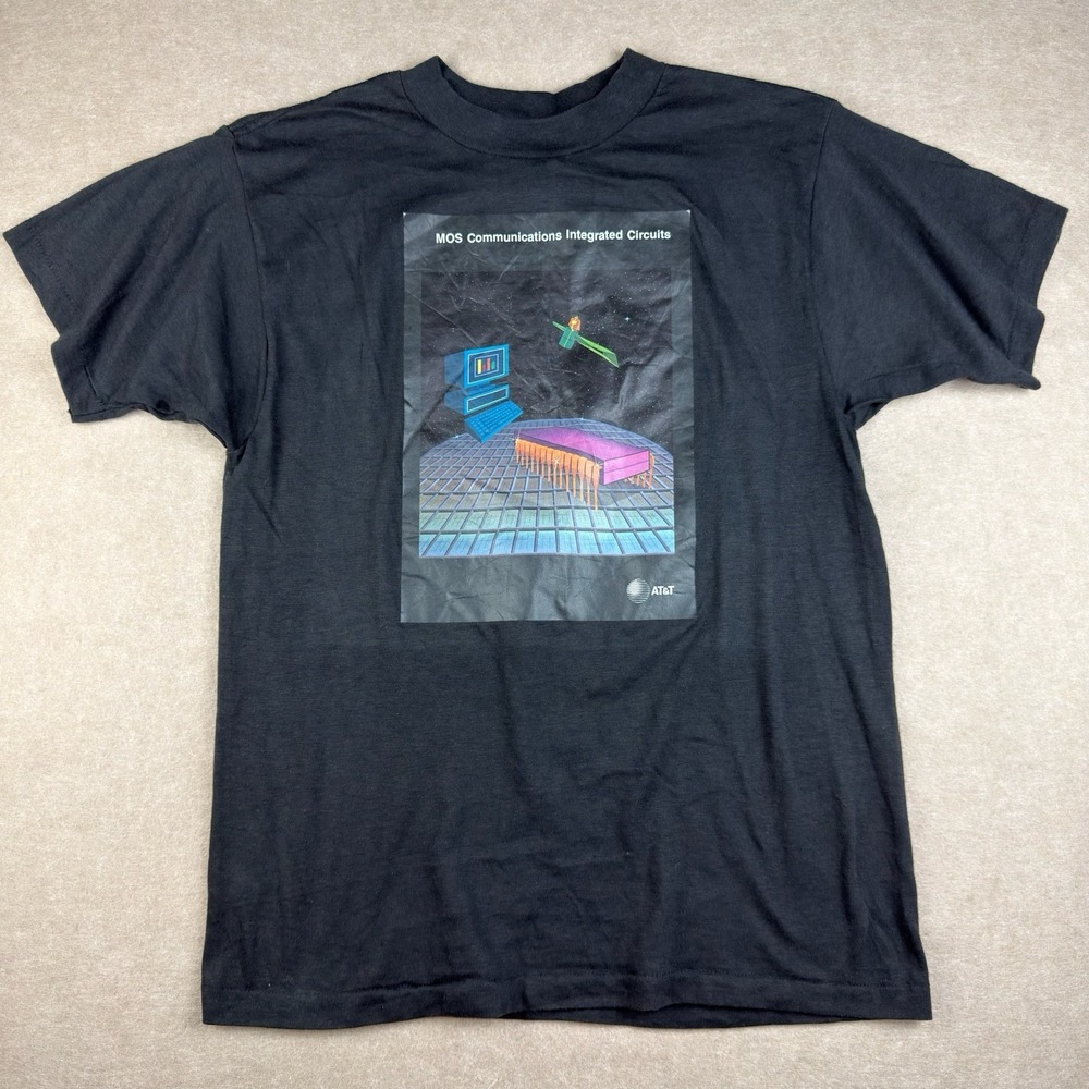 Vintage‎ AT&T Promo T-Shirt Men's M Black MOS Circuits Single Stitch USA